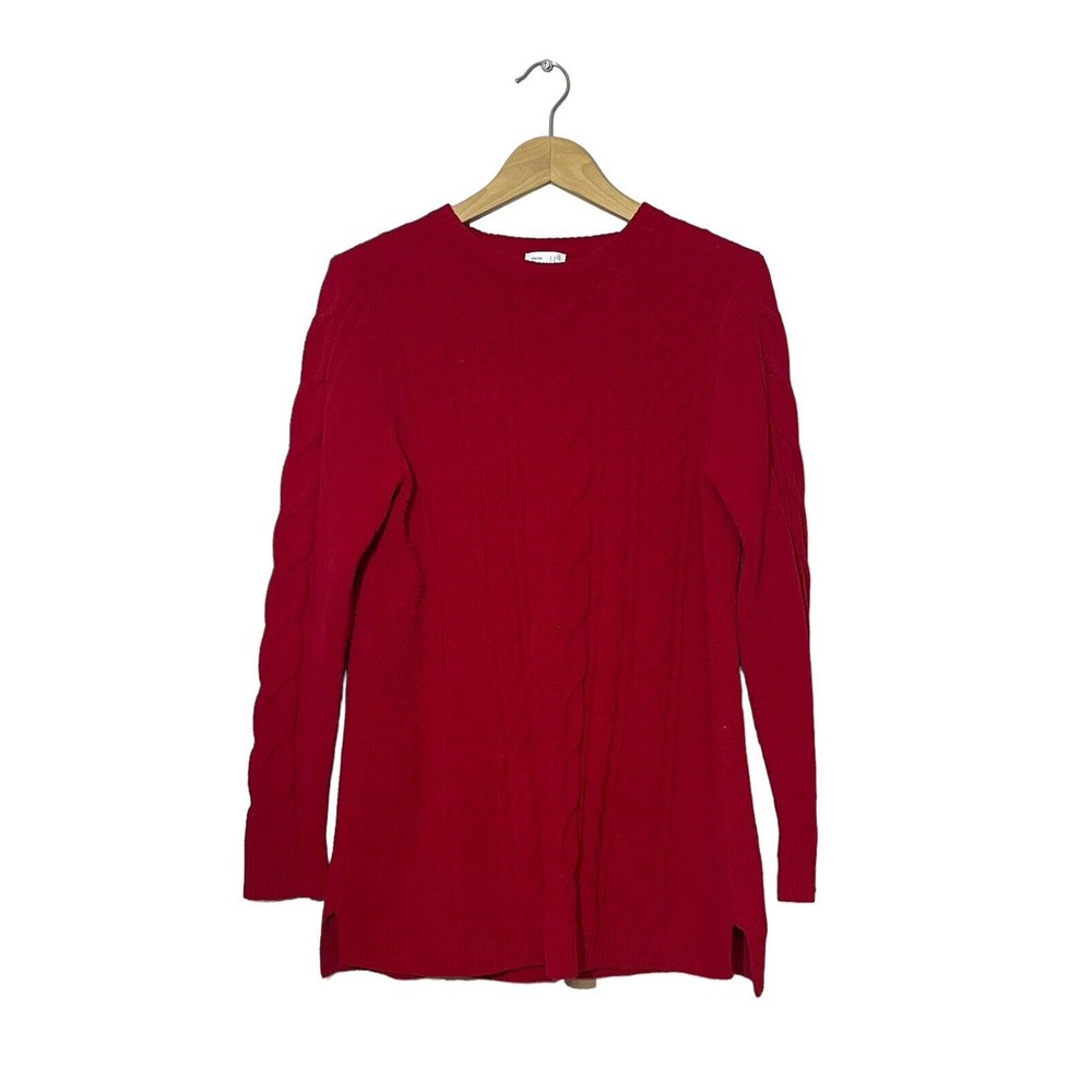J.Jill Women's Chenille Cable Knit Sweater Red Medium Tall